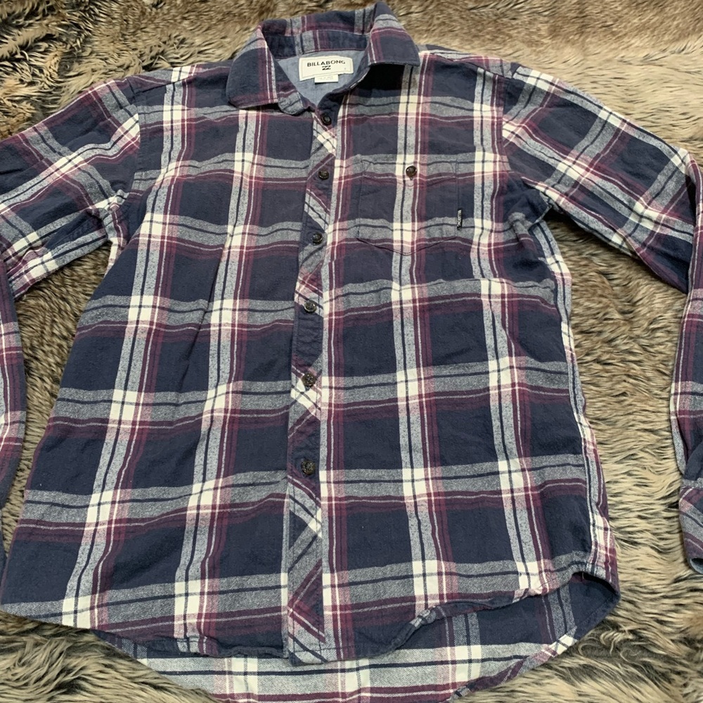 Billabong Plaid Flannel Shirt Mens S Long Sleeve